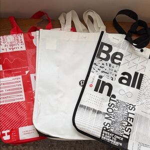 Lululemon Tote Bag Set - Red, White, Black